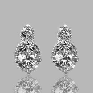 Beautiful Art Deco Style Studs In Cubic Ziriconia, Marcasite & Sterling Silver.