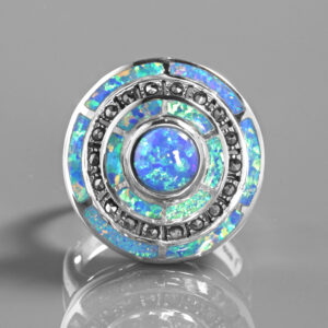 Stunning Gilson Opal Art Deco Style Ring, With Marcasite, Set In Sterling Silver
