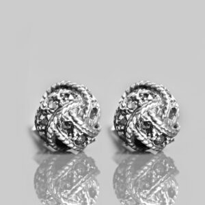 Beautiful Art Deco Style Knotted Ball Studs In Marcasite & Sterling Silver.