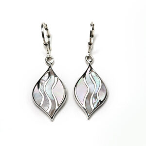 Beautiful Drop Earrings In Mother Of Pearl & Sterling Silver.