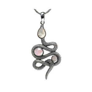 Beautiful Style Snake Pendant In Mother Of Pearl & Sterling Silver.
