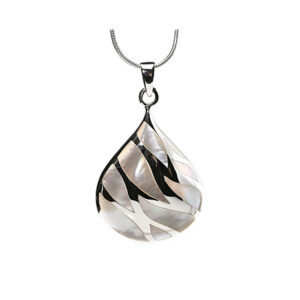 Beautiful Tear Drop Shaped Pendant In Mother Of Pearl & Sterling Silver.