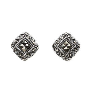 Beautiful Art Deco Style Studs In Marcasite & Sterling Silver.